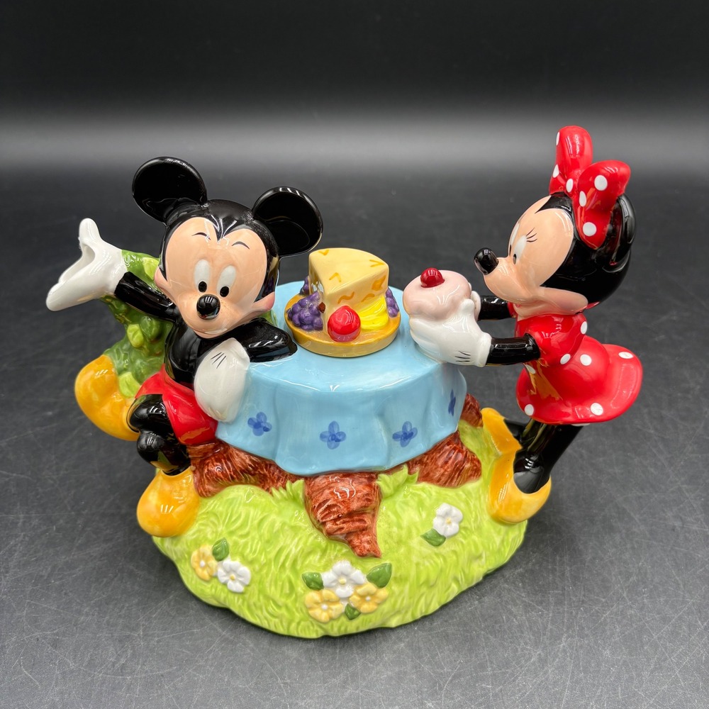 Disney Mickey Minnie Mouse Picnic Teapot OS Multi Excellent Vintage Ceramic